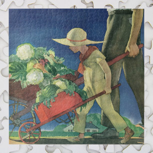 Vintage Kind, Biologischer Gartenbau; Victory Gard Puzzle