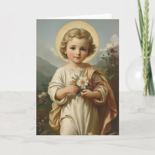 Vintage Kind Jesus Blumen religiös Dankeskarte