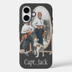 Vintage Kind, Junge Pirat, Hund, Spiegel, Freibeut iPhone 16 Hülle