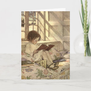 Vintage Kind liest ein Buch, Jessie Willcox Smith Karte