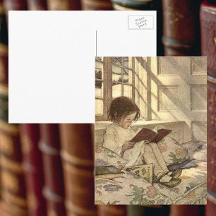 Vintage Kind liest ein Buch, Jessie Willcox Smith Postkarte