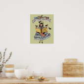 Vintage Kind mit Weihnachtsmann Buch Poster (Küche)