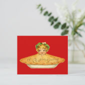 Vintage Kind & Pie Postkarte (Stehend Vorderseite)