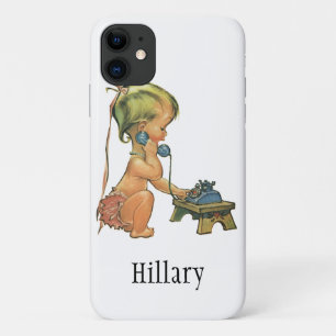 Vintage Kind Süßes blondes Mädchen spricht auf Spi Case-Mate iPhone Hülle
