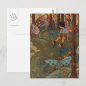 Vintage - Kind trifft Waldfeen, Postkarte (Vorne/Hinten)