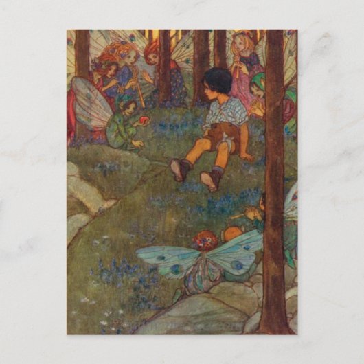 Vintage - Kind trifft Waldfeen, Postkarte (Vorderseite)