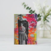 Vintage Kind und Blumen Mixed Media Collage Postkarte (Stehend Vorderseite)