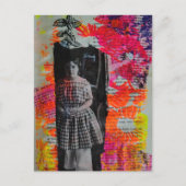 Vintage Kind und Blumen Mixed Media Collage Postkarte (Vorderseite)