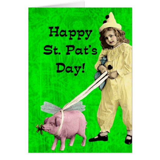 Vintage Kind und Schwein, St. Patricks Tag (Vorne)