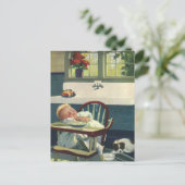 Vintage Kinder, Baby Schlafen Hochstuhl Küche Postkarte (Stehend Vorderseite)