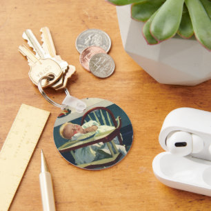 Vintage Kinder, Babyschlaf Hochstuhl Küche Schlüsselanhänger