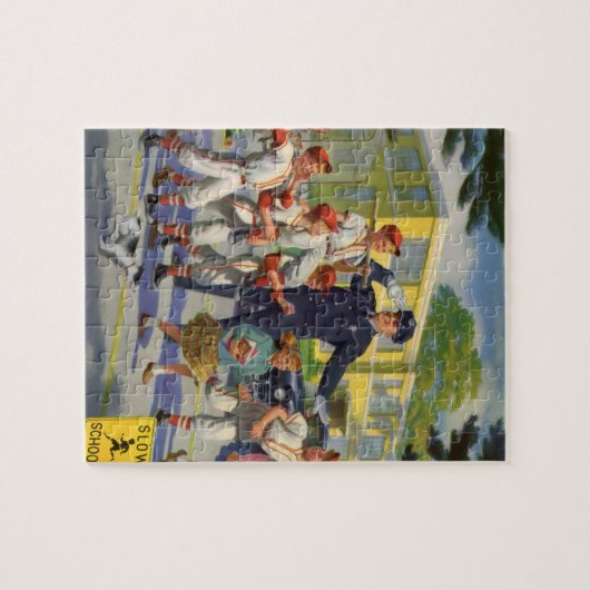 Vintage Kinder, Baseballspieler überqueren Garde Puzzle (Horizontal)