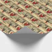Vintage Kinder beim Skifahren durch einen schneebe Geschenkpapier (Ecke)