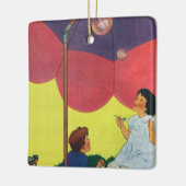 Vintage Kinder blasen unter einem Schirm Keramikornament (Links)