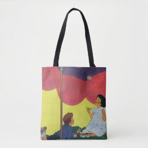 Vintage Kinder blasen unter einem Schirm Tasche