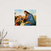 Vintage Kinder bringen Blume nach Jesus Christus Poster (Küche)