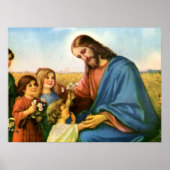 Vintage Kinder bringen Blume nach Jesus Christus Poster (Vorne)