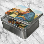 Vintage Kinder bringen Blume nach Jesus Christus Puzzle<br><div class="desc">Vintage Darstellung religiöser Gestaltung mit Jesus Christus mit Kindern,  die ihn lieben und ihm Blume bringen.</div>