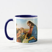 Vintage Kinder bringen Blume nach Jesus Christus Tasse (Links)