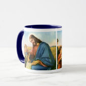 Vintage Kinder bringen Blume nach Jesus Christus Tasse (Vorderseite Links)