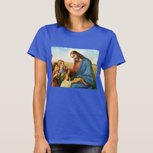 Vintage-Kinder bringen Jesus Christus Blumen T-Shirt