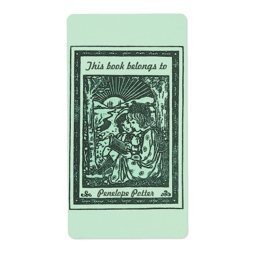 Vintage Kinder Buchzeichen lesen in Minze grün (Vorne)