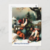 Vintage Kinder dekorieren einen Weihnachtsbaum im Postkarte (Vorne/Hinten)