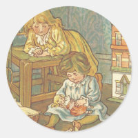 Vintage Kinder, die mit Puppen spielen