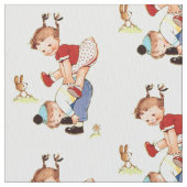 Vintage Kinder, die Sprungs-Frosch-Gewebe spielen Stoff (Nahaufnahme)