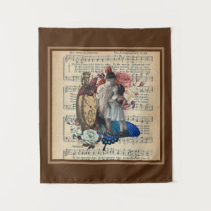 Vintage-Kinder & Floral Collage Wandteppich