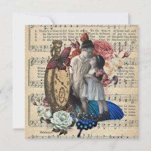 Vintage-Kinder & Florale Collage Karte