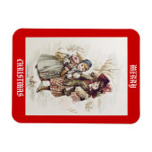 Vintage Kinder Frohe Weihnachtsmagnet Magnet (Horizontal)