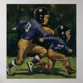 Vintage Kinder, Fußball spielende Jungen, Sport Poster