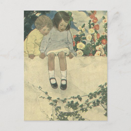 Vintage Kinder, Garden Wall Jessie Willcox Smith Postkarte (Vorderseite)