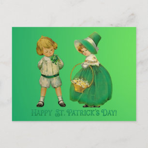 Vintage Kinder glücklich St. Patrick's Day Postkarte