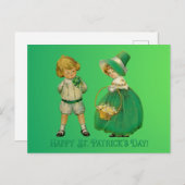 Vintage Kinder glücklich St. Patrick's Day Postkarte (Vorne/Hinten)