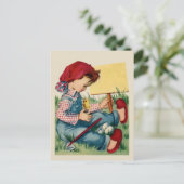 Vintage Kinder Gruß Postkarte (Stehend Vorderseite)