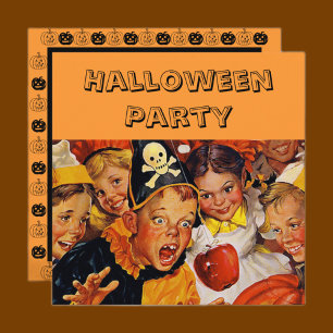 Vintage Kinder Halloween-Party Retro-Kostüm  Einladung