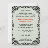 Vintage Kinder hinter einem KürbisHalloween Einladung (Rückseite)