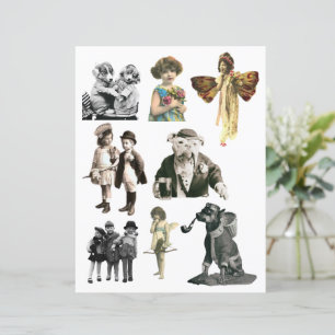 Vintage Kinder & Hunde Fussy Schneidet Scrapbookin