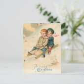 Vintage Kinder im Schnee Postkarte (Stehend Vorderseite)