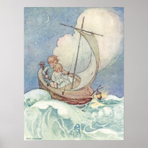 Vintage Kinder in Boat von Anne Anderson Poster