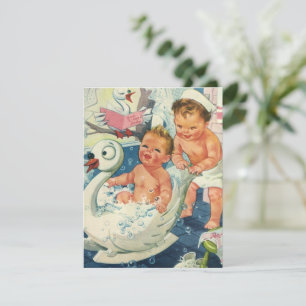 Vintage-Kinder in Schwanen-Schaumbad Einladung