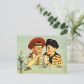Vintage Kinder, Junge und Mädchen, die einen Schüt Postkarte (Stehend Vorderseite)