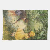 Vintage Kinder, Junge und Mädchen spielen von Cree Geschirrtuch (Horizontal)