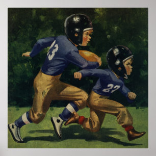 Vintage-Kinder, Jungen spielen American Football,  Poster