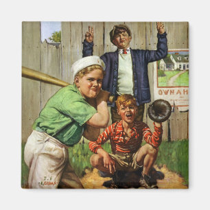 Vintage Kinder Jungen Sport Baseballspieler Spiel Magnet
