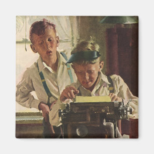 Vintage Kinder Jungen Zeitungsjournalisten, Schrif Magnet
