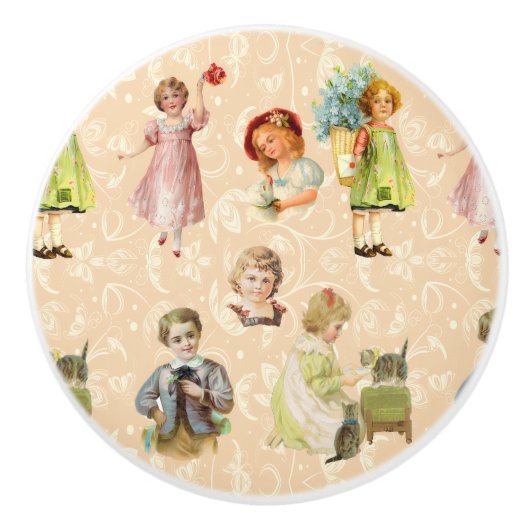 Vintage Kinder Keramikknauf (Vorderseite)