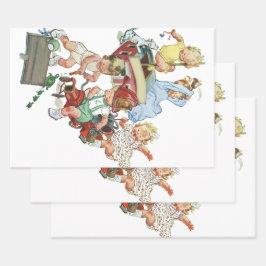 Vintage Kinder Kleinkinder spielen Toy Fire Trucks Geschenkpapier Set